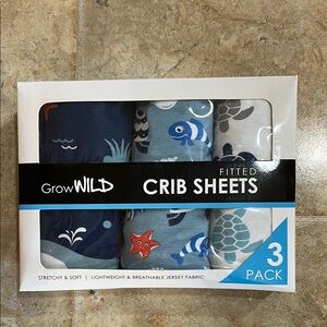 Fitted Crib Sheets 3-Pack - Blue and White